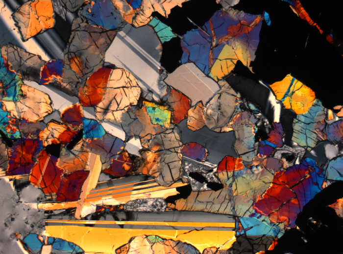 Thin Section Photograph of Apollo 17 Sample 75015,26 in Cross-Polarized Light at 2.5x Magnification and 2.85 mm Field of View (View #51)