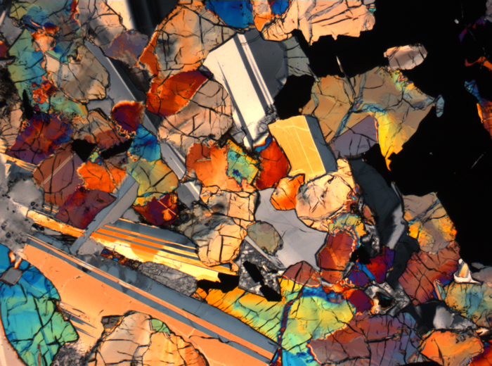 Thin Section Photograph of Apollo 17 Sample 75015,26 in Cross-Polarized Light at 2.5x Magnification and 2.85 mm Field of View (View #56)