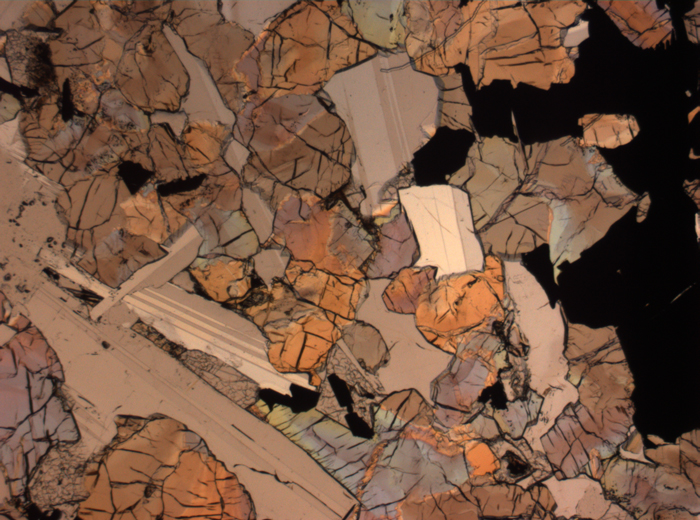 Thin Section Photograph of Apollo 17 Sample 75015,26 in Plane-Polarized Light at 2.5x Magnification and 2.85 mm Field of View (View #58)