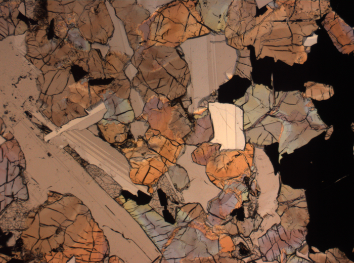 Thin Section Photograph of Apollo 17 Sample 75015,26 in Plane-Polarized Light at 2.5x Magnification and 2.85 mm Field of View (View #60)
