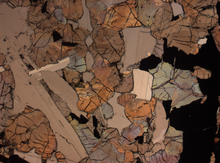 Thin Section Photograph of Apollo 17 Sample 75015,26 in Plane-Polarized Light at 2.5x Magnification and 2.85 mm Field of View (View #62)