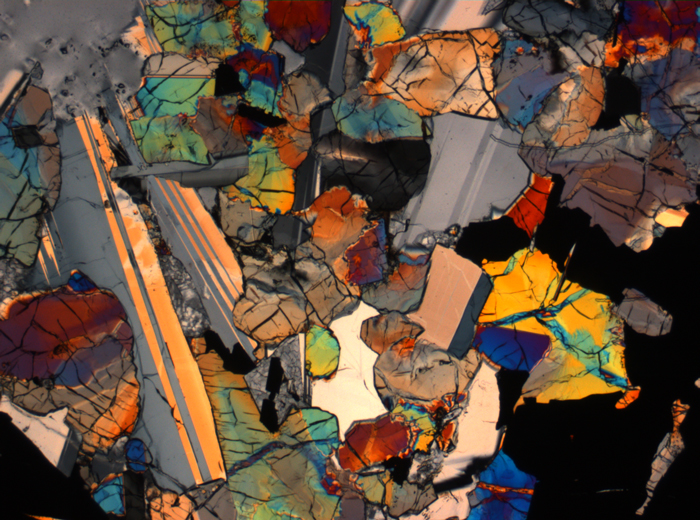 Thin Section Photograph of Apollo 17 Sample 75015,26 in Cross-Polarized Light at 2.5x Magnification and 2.85 mm Field of View (View #65)