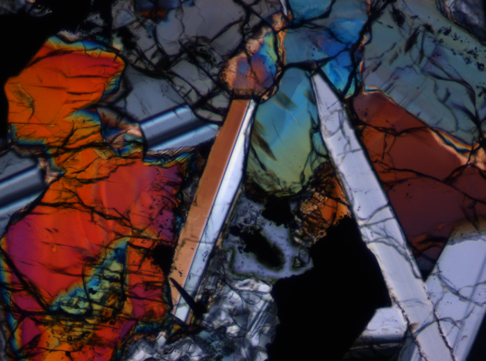 Thin Section Photograph of Apollo 17 Sample 75035,71 in Cross-Polarized Light at 10x Magnification and 1.15 mm Field of View (View #4)