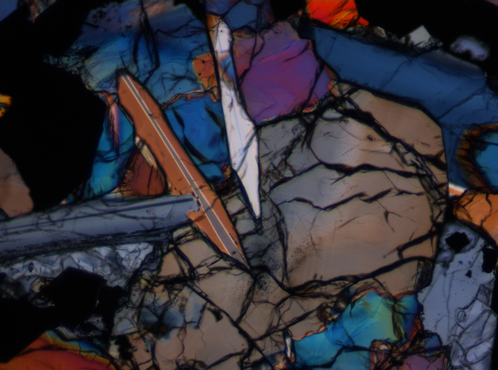 Thin Section Photograph of Apollo 17 Sample 75035,71 in Cross-Polarized Light at 10x Magnification and 1.15 mm Field of View (View #5)