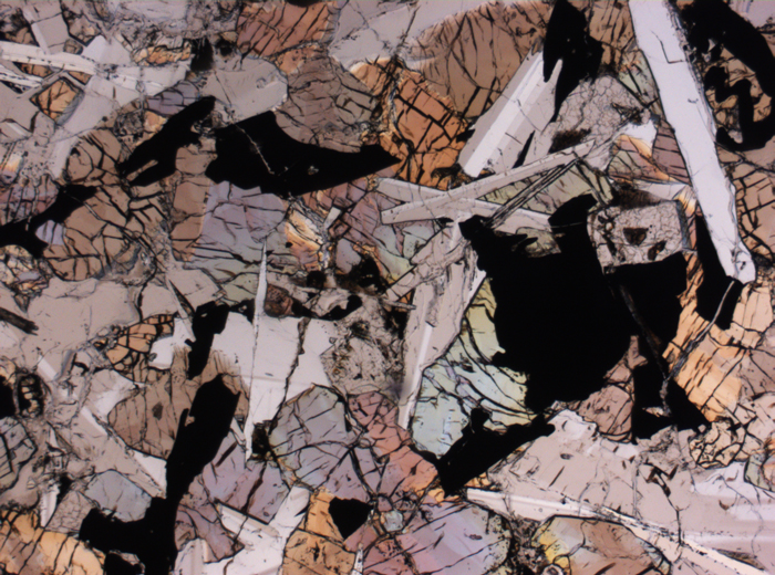 Thin Section Photograph of Apollo 17 Sample 75055,15 in Plane-Polarized Light at 2.5x Magnification and 2.85 mm Field of View (View #1)