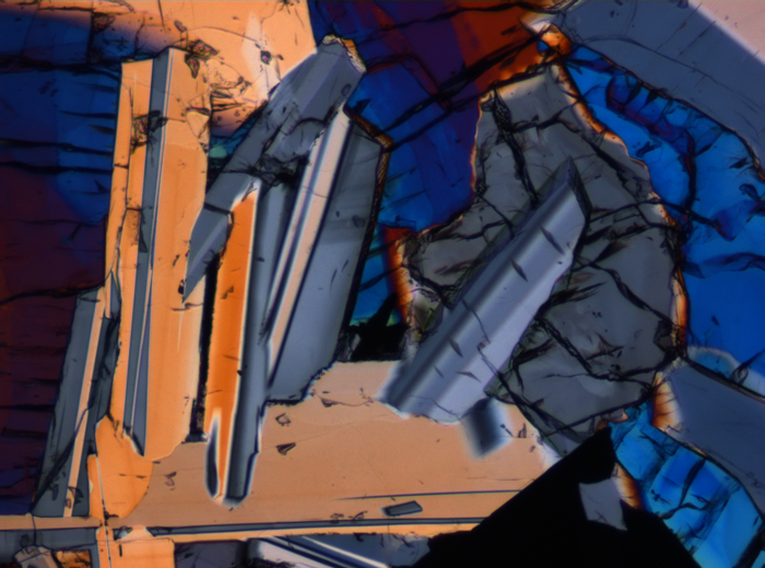 Thin Section Photograph of Apollo 17 Sample 75055,15 in Cross-Polarized Light at 10x Magnification and 1.15 mm Field of View (View #4)
