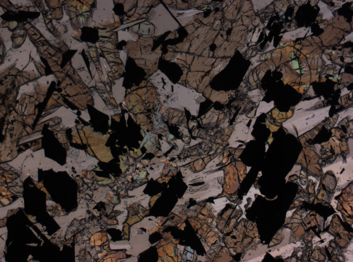 Thin Section Photograph of Apollo 17 Sample 75075,83 in Plane-Polarized Light at 2.5x Magnification and 2.85 mm Field of View (View #2)