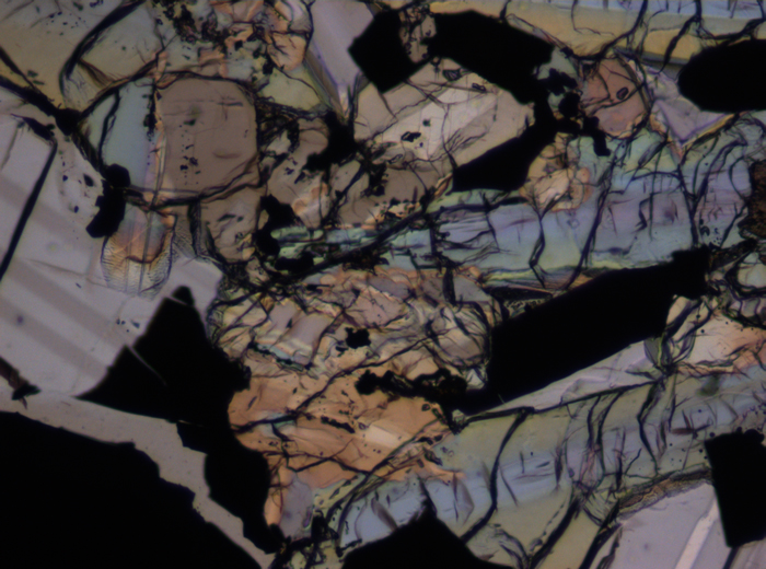Thin Section Photograph of Apollo 17 Sample 75075,83 in Plane-Polarized Light at 10x Magnification and 1.15 mm Field of View (View #3)