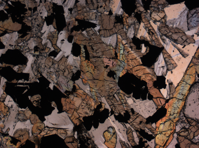 Thin Section Photograph of Apollo 17 Sample 75075,83 in Plane-Polarized Light at 2.5x Magnification and 2.85 mm Field of View (View #4)