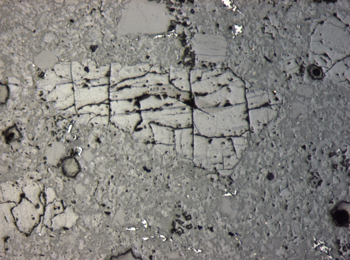 Thin Section Photograph of Apollo 17 Sample 76015,102 in Reflected Light at 5x Magnification and 1.4 mm Field of View (View #2)