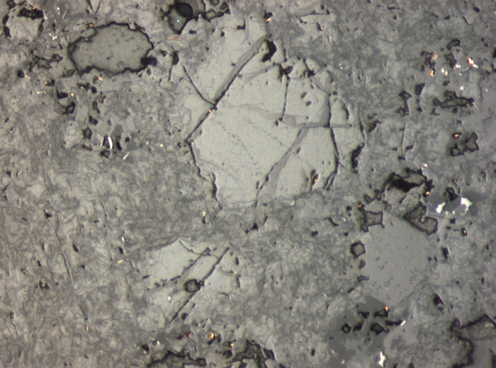 Thin Section Photograph of Apollo 17 Sample 76015,102 in Reflected Light at 10x Magnification and 0.7 mm Field of View (View #3)