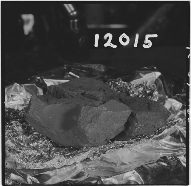 Black and white photograph of Apollo 12 Sample(S) 12015; Processing photograph displaying reconstruction .