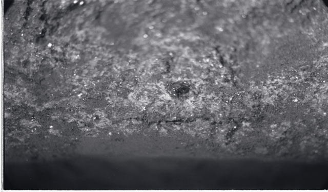Black and white photograph of Apollo 11 Sample(s) 10003; Processing photograph displaying a close up view.