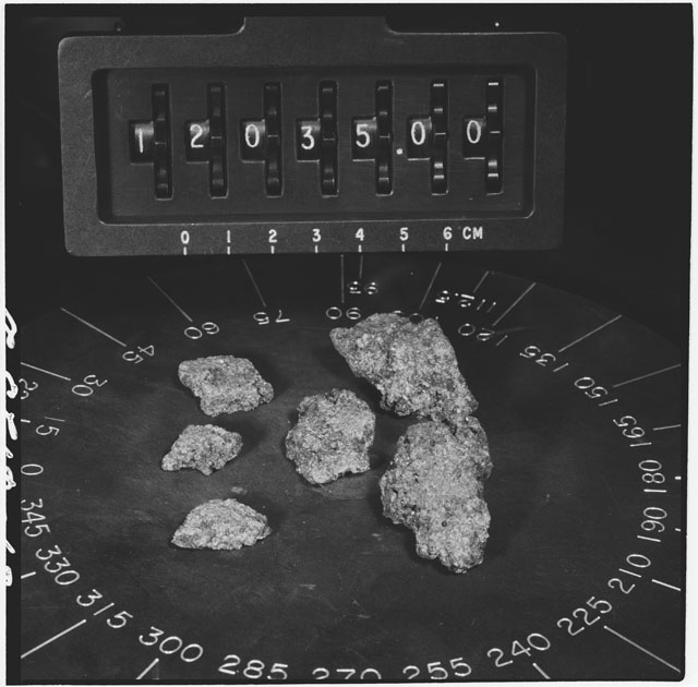 Black and white photograph of Apollo 12 Sample(S) 12035; Processing photograph displaying a group.