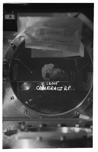 Black and white stereo photograph of Apollo 12 Sample 12015 using Camera IV angle R.