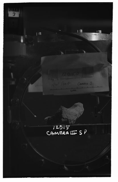 Black and white stereo photograph of Apollo 12 Sample 12015 using Camera III angle S.
