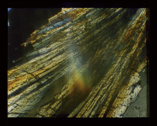 Color Thin Section photograph of Apollo 12 Sample(s) 12057,19 using cross nichols light.