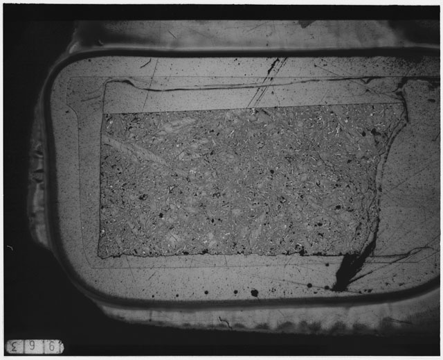 Black and white Thin Section photograph of Apollo 12 Sample(s) 12052,92 using transmitted light.