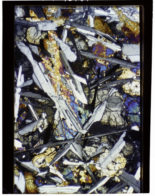 Color Thin Section photograph of Apollo 12 Sample(s) 12006,12 using cross nichols light.