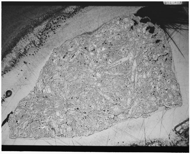 Black and white Thin Section photograph of Apollo 12 Sample(s) 12052,5 using transmitted light.