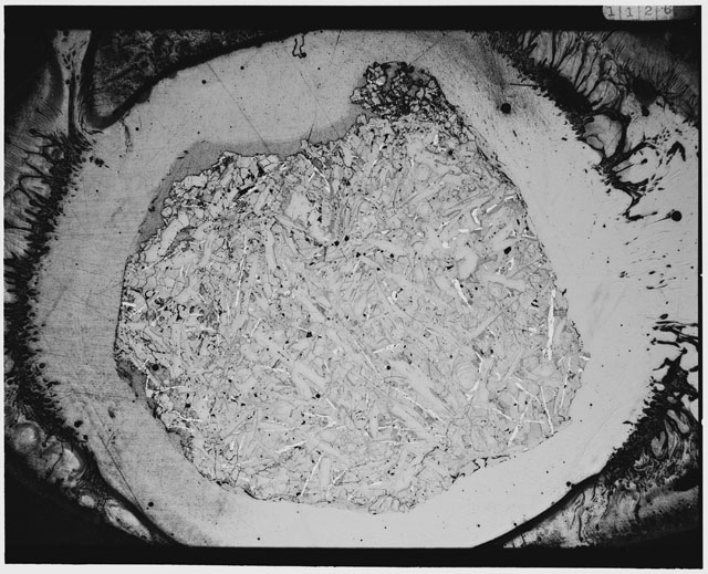 Black and white Thin Section photograph of Apollo 12 Sample(s) 12038,3 using reflected light.