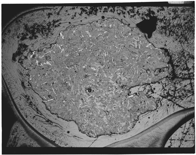 Black and white Thin Section photograph of Apollo 12 Sample(s) 12063,16 using transmitted light.