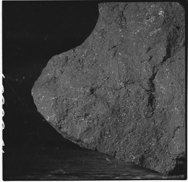 Black and white photograph of Apollo 12 sample 12009; Processing mosaic photograph displaying a close up of the surface.