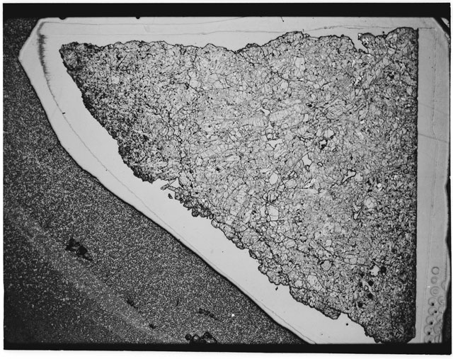 Black and white Thin Section photograph of Apollo 12 Sample(s) 12018,79 using transmitted light.