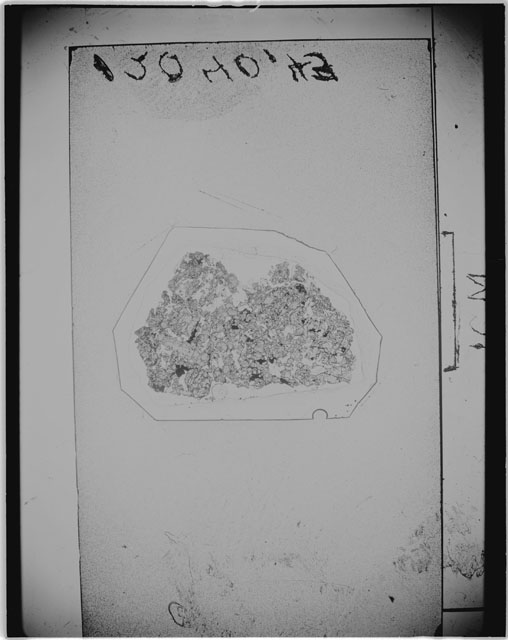 Black and white Thin Section photograph of Apollo 12 Sample(s) 12040,43 using cross nichols light.