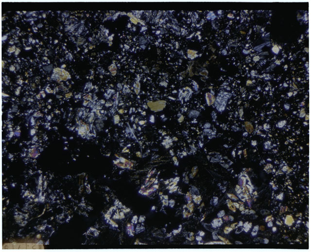 Color mosaic Thin Section photograph of Apollo 12 Sample(s) 12010,28 using cross nichols light.