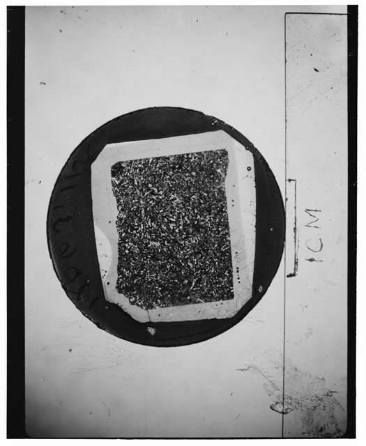 Black and white Thin Section photograph of Apollo 12 Sample(s) 12063,115 using cross nichols light.