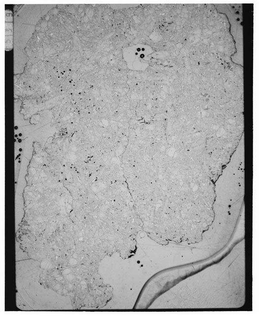 Black and white Thin Section photograph of Apollo 12 Sample(s) 12075,26 using transmitted light.