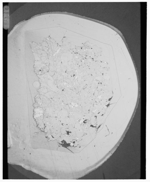 Black and white Thin Section photograph of Apollo 12 Sample(s) 12035,22 using transmitted light.