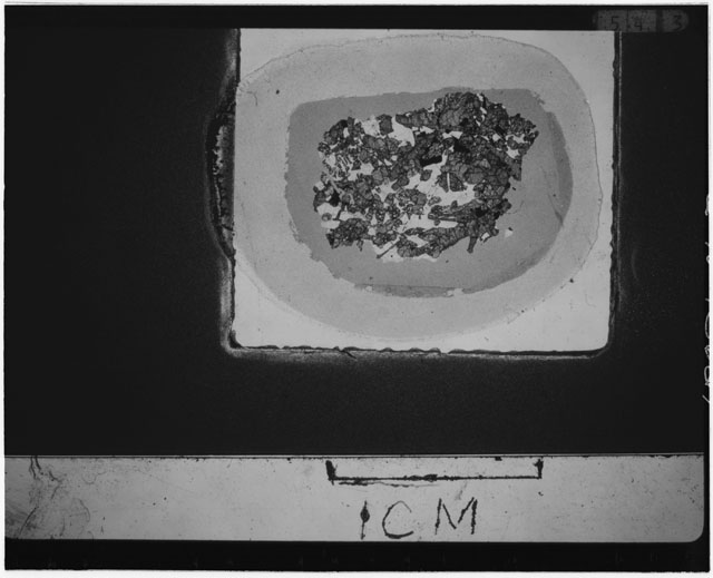 Black and white Thin Section photograph of Apollo 12 Sample(s) 12035,25 using cross nichols light.