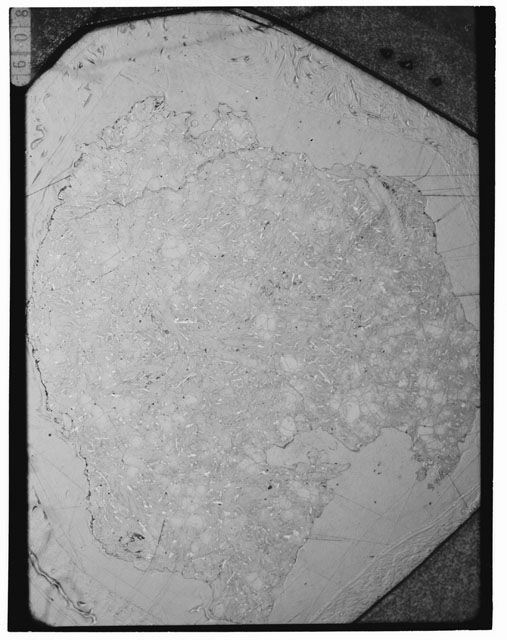 Black and white Thin Section photograph of Apollo 12 Sample(s) 12075,28 using transmitted light.