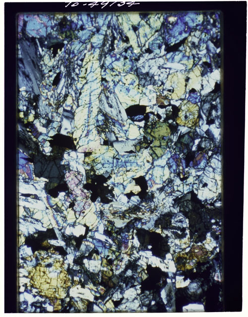 Color Thin Section photograph of Apollo 12 Sample(s) 12018,81 using cross nichols light.