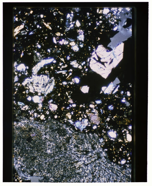 Color Thin Section photograph of Apollo 12 Sample(s) 12010,33 using cross nichols light.