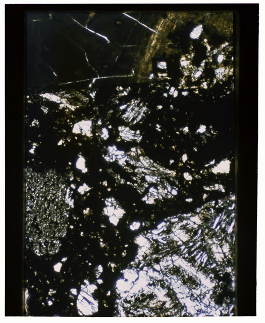 Color Thin Section photograph of Apollo 12 Sample(s) 12010,34 using cross nichols light.