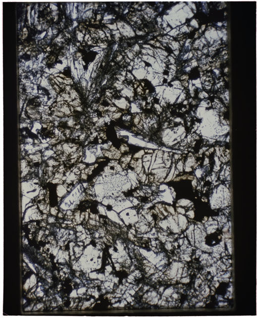 Color Thin Section photograph of Apollo 12 Sample(s) 12018,77 using transmitted light.