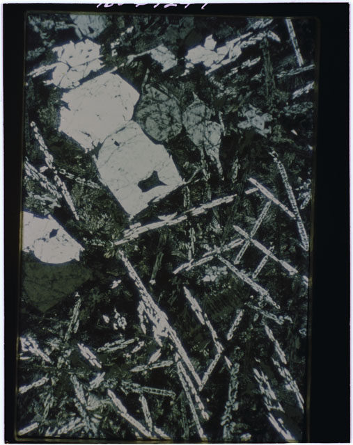 Color Thin Section photograph of Apollo 12 Sample(s) 12009,9 using cross nichols light.
