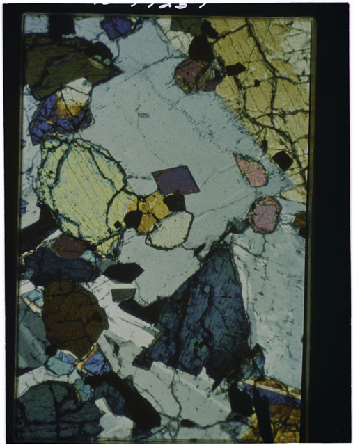 Color Thin Section photograph of Apollo 12 Sample(s) 12036,10 using cross nichols light.