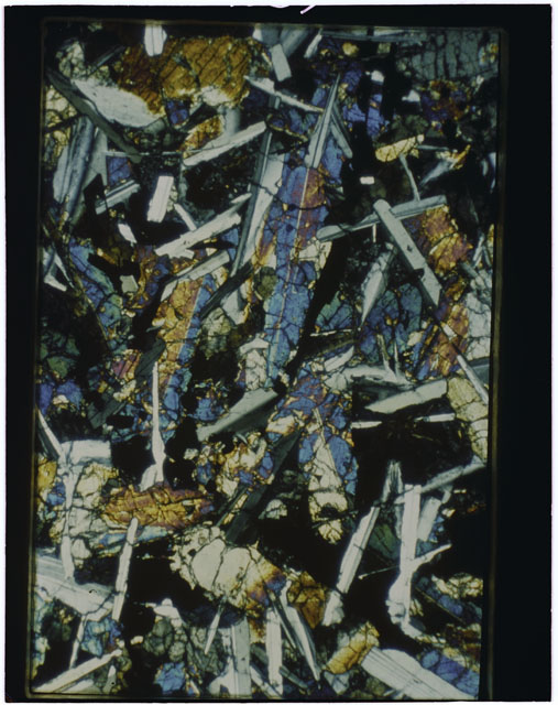 Color Thin Section photograph of Apollo 12 Sample(s) 12046,5 using cross nichols light.