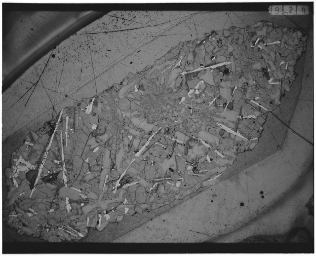 Black and white Thin Section photograph of Apollo 12 Sample(s) 12039,4 using transmitted light.