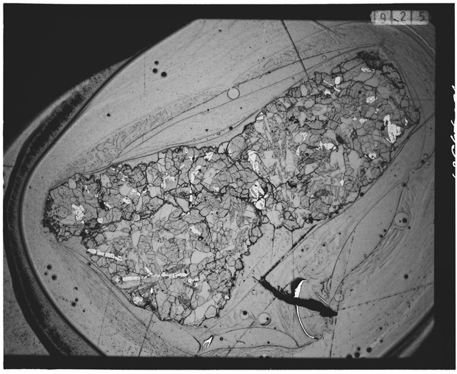 Black and white Thin Section photograph of Apollo 12 Sample(s) 12064,40 using transmitted light.