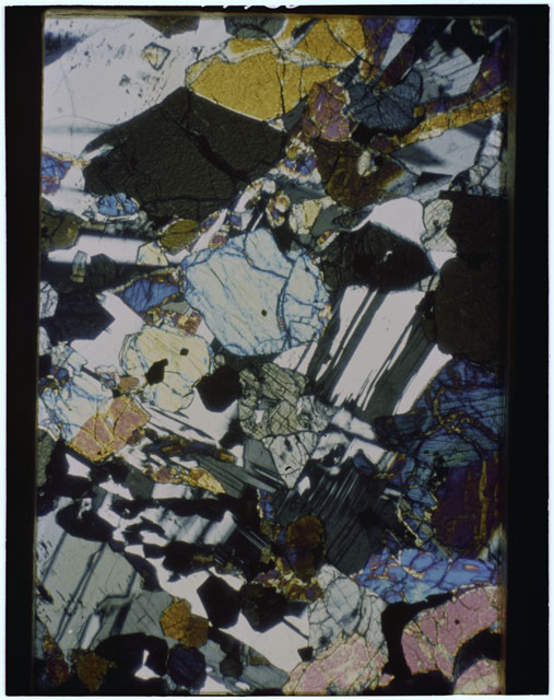 Color Thin Section photograph of Apollo 12 Sample(s) 12035,25 using cross nichols light.