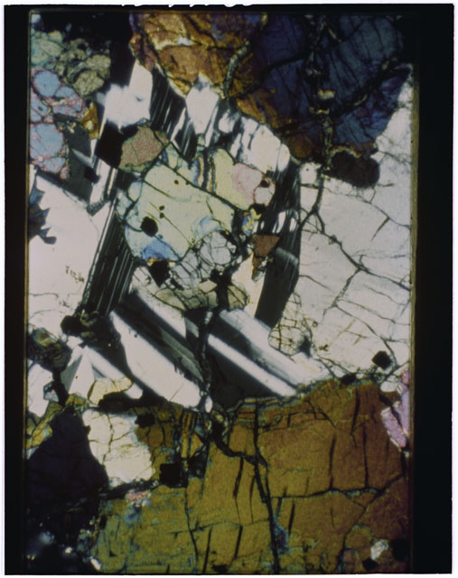 Color Thin Section photograph of Apollo 12 Sample(s) 12036,11 using cross nichols light.