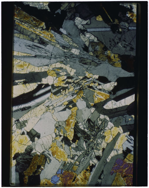 Color Thin Section photograph of Apollo 12 Sample(s) 12040,3 using cross nichols light.