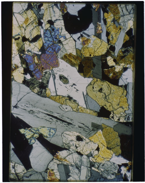 Color Thin Section photograph of Apollo 12 Sample(s) 12040,2 using cross nichols light.