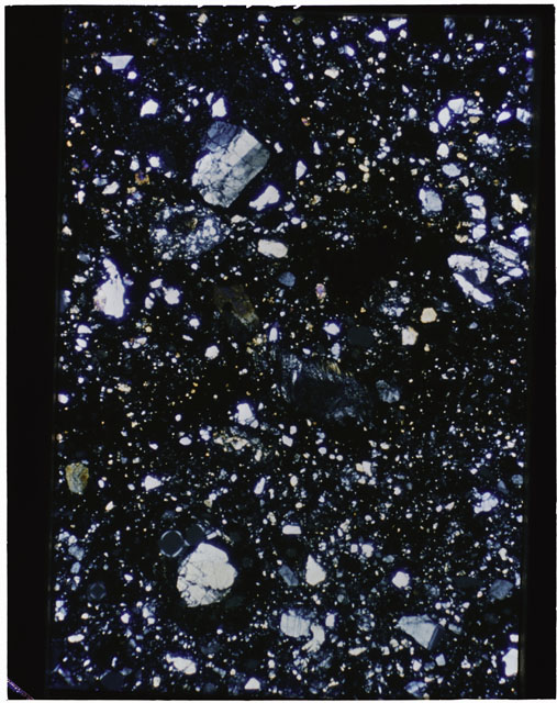 Color Thin Section photograph of Apollo 12 Sample(s) 12034,36 using cross nichols light.