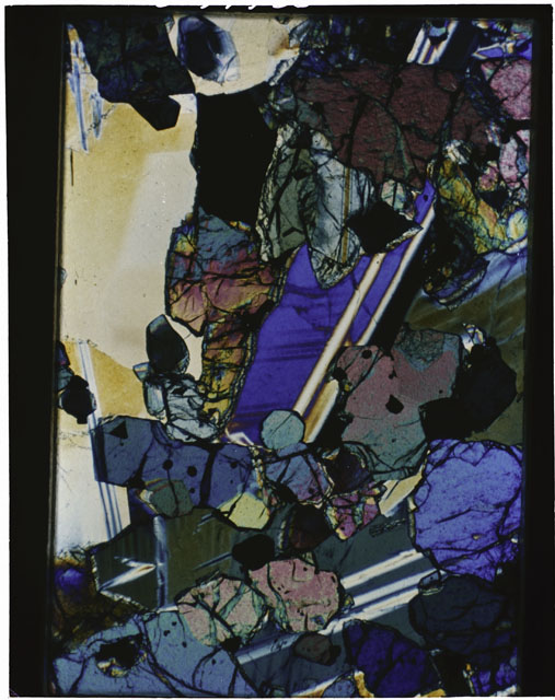 Color Thin Section photograph of Apollo 12 Sample(s) 12035,23 using cross nichols light.